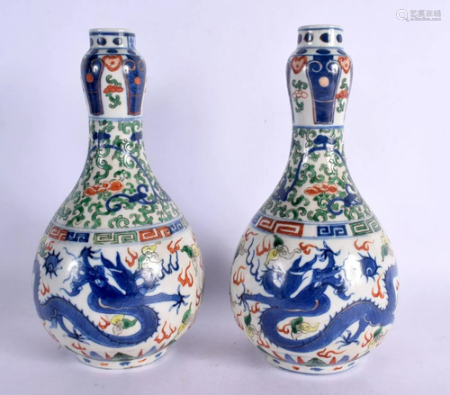 A PAIR OF 19TH CENTURY CHINESE DOUCAI PORCELAIN VASES bearin...