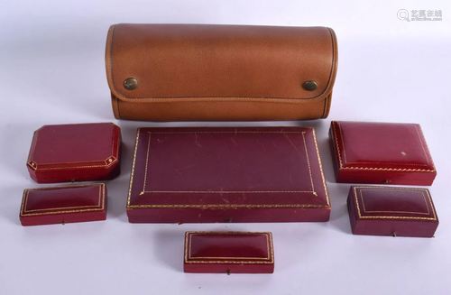 A GOOD COLLECTION OF WARTSKI LEATHER JEWELLERY BOXES. Larges...