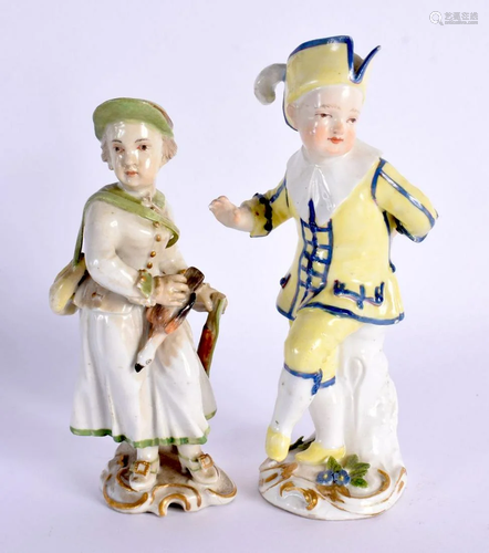 A RARE 18TH CENTURY EUROPEAN PORCELAIN FIGURE OF A BOY toget...