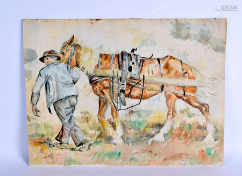 European School (C1940) Watercolour Double Sided Male with h...