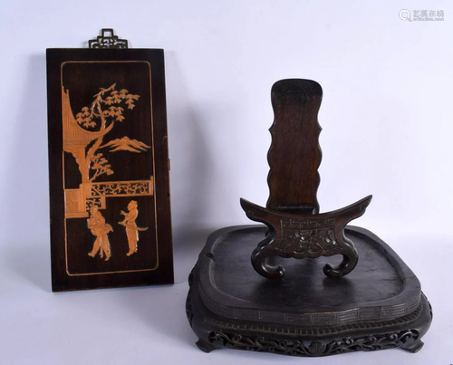 A LARGE LATE 19TH CENTURY CHINESE CARVED WOOD STAND together...