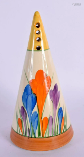 AN ART DECO CLARICE CLIFF BIZARRE CROCUS SUGAR SIFTER. 14 cm...