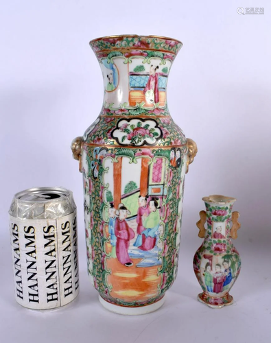 A 19TH CENTURY CHINESE CANTON FAMILLE ROSE VASE together wit...