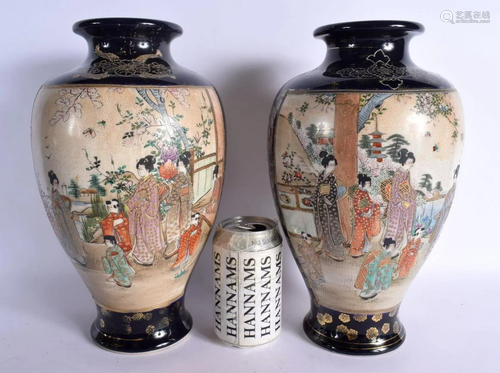 A LARGE PAIR OF EARLY 20TH CENTURY JAPANESE MEIJI PERIOD SAT...