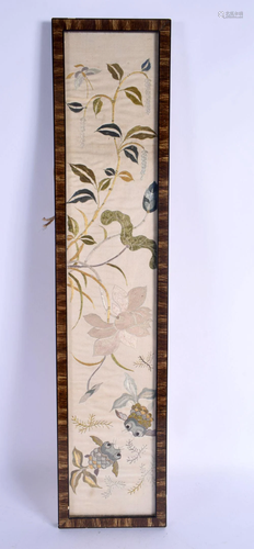 A 19TH CENTURY CHINESE SILK BROIDERED RECTANGULAR PANEL deco...