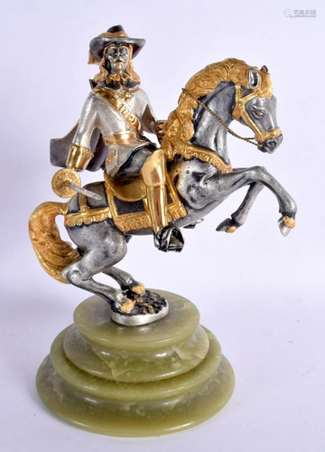 A 1940S GILT AND SILVERED BRONZE FIGURE OF A CAVALIER modell...