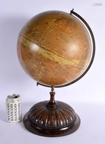 A LARGE ANTIQUE 12 INCH GEOGRAPHIA TERRESTRIAL GLOBE. 30 cm ...