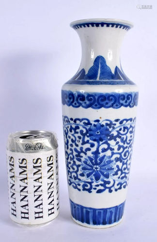 A 19TH CENTURY CHINESE BLUE AND WHITE PORCELAIN VASE bearing...