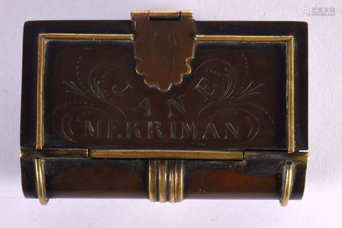 A CHARMING 18TH CENTURY MIXED METAL SNUFF BOX inscribed Jane...