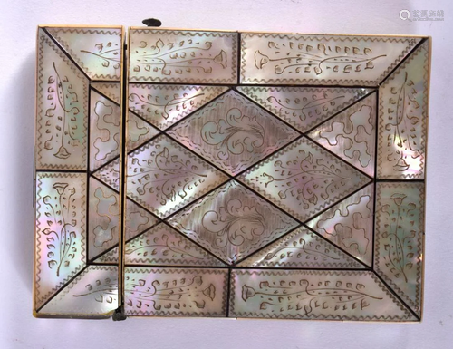 A 19TH CENTURY EUROPEAN MOTHER OF PEARL CARD CASE AND COVER ...