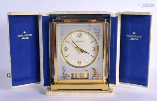 A RARE JAEGER LE COULTRE ATMOS MARINA CLOCK within a fitted ...