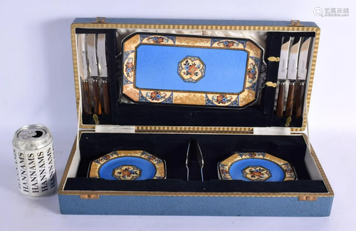 A LOVELY CASED WEDGWOOD & CO MELODY SANDWHICH SET with B...