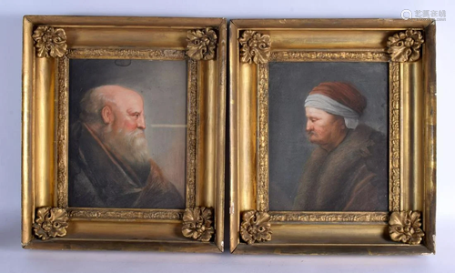 European School (19th Century) Pair Pastel Portraits. 42 cm ...