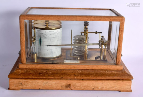 AN EARLY 20TH CENTURY SCOTTISH GLASGOW BAROGRAPH. 37 cm x 24...