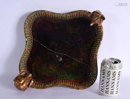 A RARE 19TH CENTURY ENGLISH MAJOLICA FOX AND HOUND TRAY Attr...