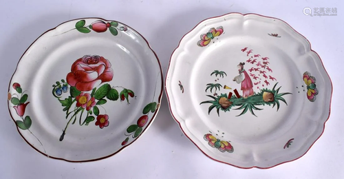 A PAIR OF 18TH CENTURY FAIENCE STRASBOURG TYPE PLATES one pa...