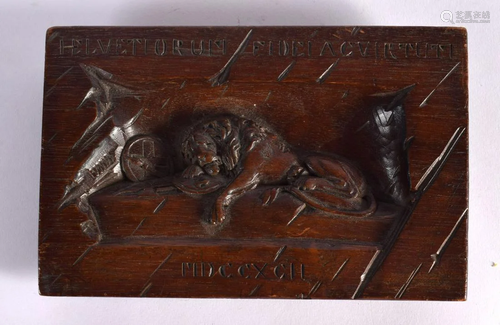 A 19TH CENTURY EUROPEAN CARVED TREEN RECTANGULAR PLAQUE depi...