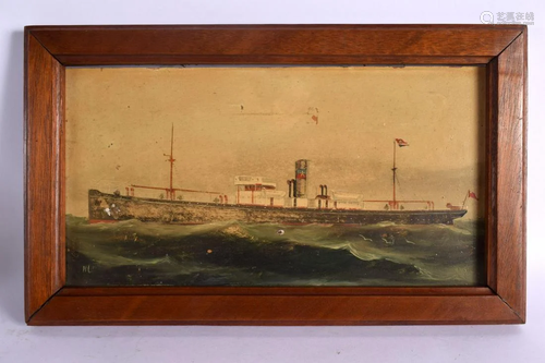 European School (Early 20th Century) Oil on card Steamer shi...