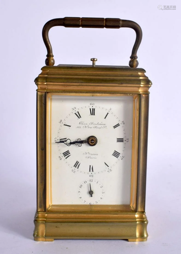 AN ANTIQUE REPEATING CHARLES FRODSHAM CARRIAGE CLOCK with st...