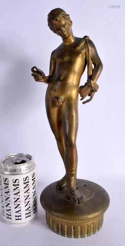 A 19TH CENTURY ITALIAN GRAND TOUR BRONZE FIGURE OF APOLLO. 3...