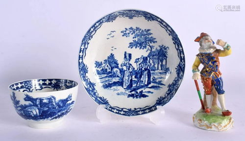 AN 18TH CENTURY CAUGHLEY TEABOWL AND SAUCER together with a ...