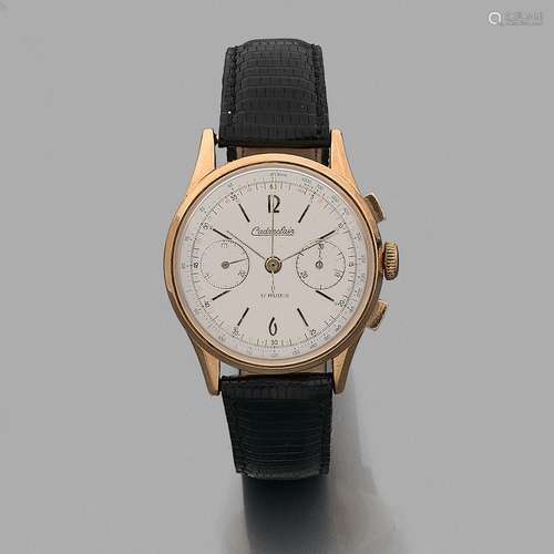 CADRECLAIRCHRONOGRAPHEVERS 1950Montre bracelet en or jaune 1...