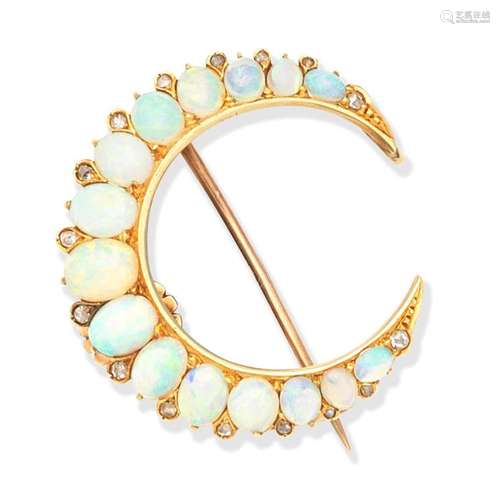 OPAL CRESCENT BROOCH/PENDANT,