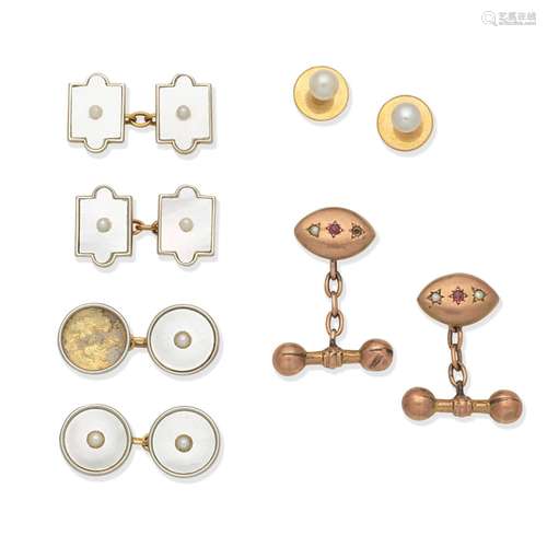 【Y】COLLECTION OF CUFFLINKS AND DRESS STUDS (4)