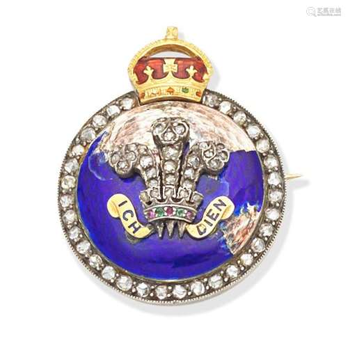 DIAMOND AND ENAMEL PRINCE OF WALES BROOCH