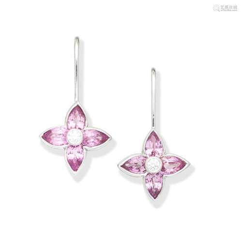 BOODLES PINK SAPPHIRE AND DIAMOND EARRINGS