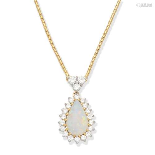 OPAL AND DIAMOND NECKLACE,