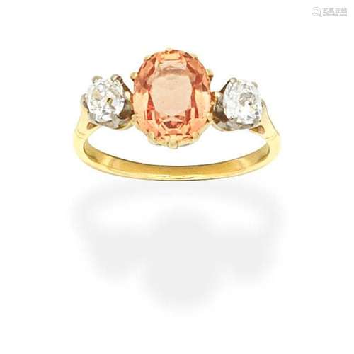 TOPAZ AND DIAMOND RING