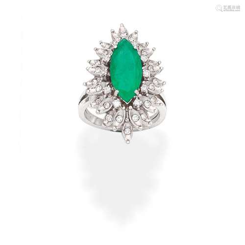 【Ω】EMERALD AND DIAMOND DRESS RING