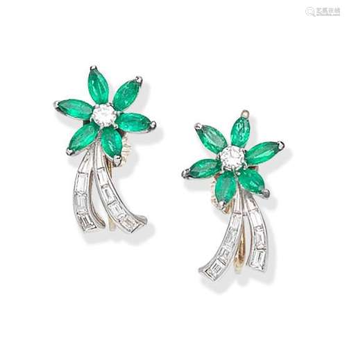 EMERALD AND DIAMOND EARRINGS