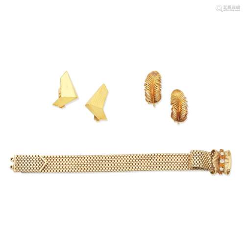 LALAOUNIS EARCLIPS; GARRARD EARCLIPS, 1959; GEM-SET BRACELET...