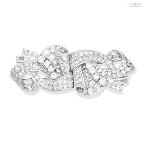 DIAMOND DOUBLE-CLIP BROOCH,