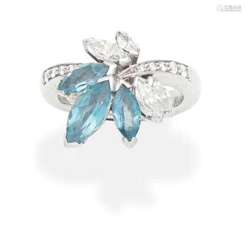 BOODLES AQUAMARINE AND DIAMOND 'FIREFLY' RING,