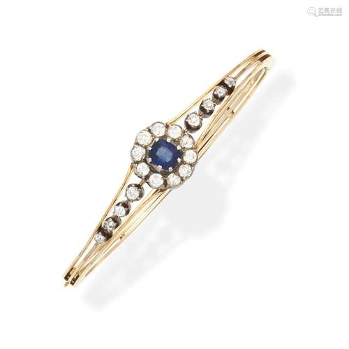 SAPPHIRE AND DIAMOND SET BANGLE,