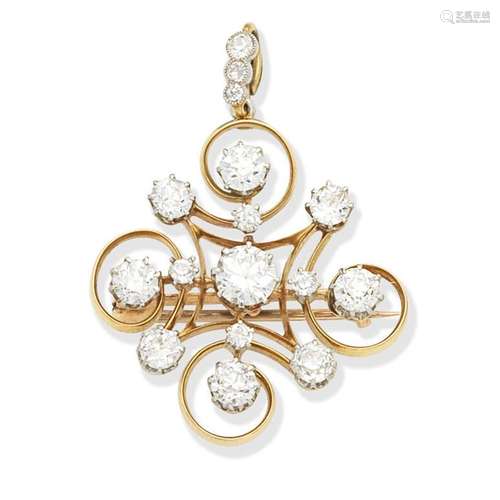 DIAMOND-SET PENDANT/BROOCH,