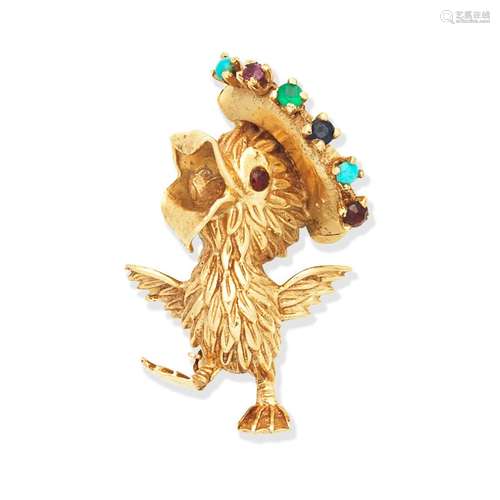 GEM-SET DUCK BROOCH