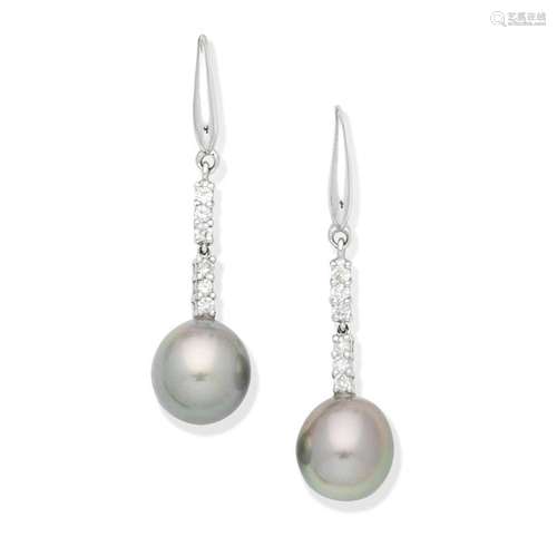 KOJIS CULTURED PEARL AND DIAMOND EARRINGS