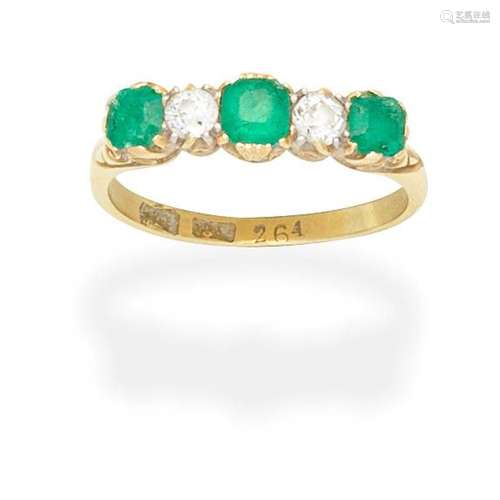 DIAMOND AND EMERALD RING