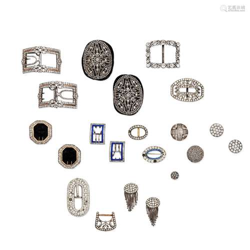 COLLECTION OF PASTE BUCKLES AND PASTE AND CUT-STEEL JEWELS, ...