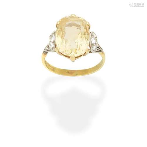 YELLOW SAPPHIRE AND DIAMOND RING