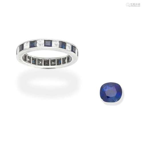 【Ω】DIAMOND ETERNITY RING AND UNMOUNTED SAPPHIRE (2)