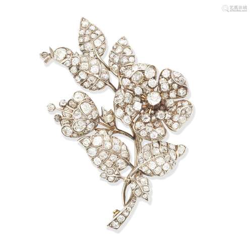 DIAMOND FLORAL BROOCH,