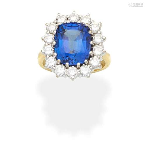 【Ω】TANZANITE AND DIAMOND CLUSTER RING