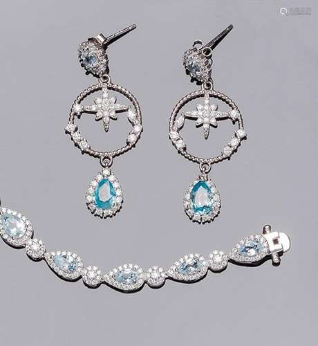 Lote joyas en plata de ley: pulsera y pendientes largos