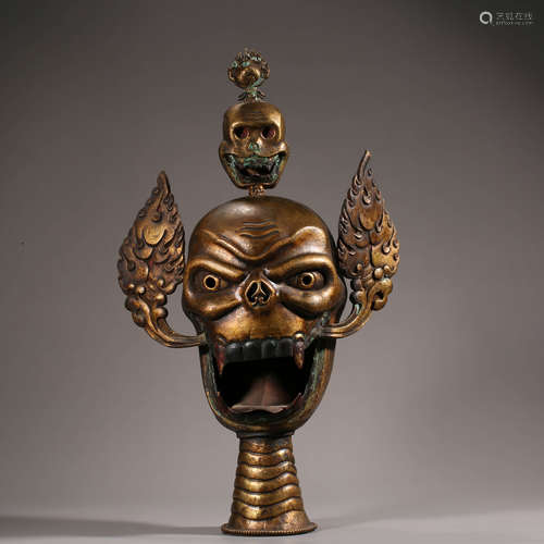 BRONZE GILDED SHI TORLIN STAFF HEAD