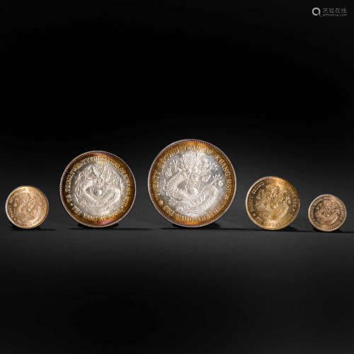 A GROUP OF QING DYNASTY SILVER COINS